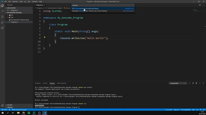 Среда разработки Visual Studio Code программирование на C запуск приложения Hello World